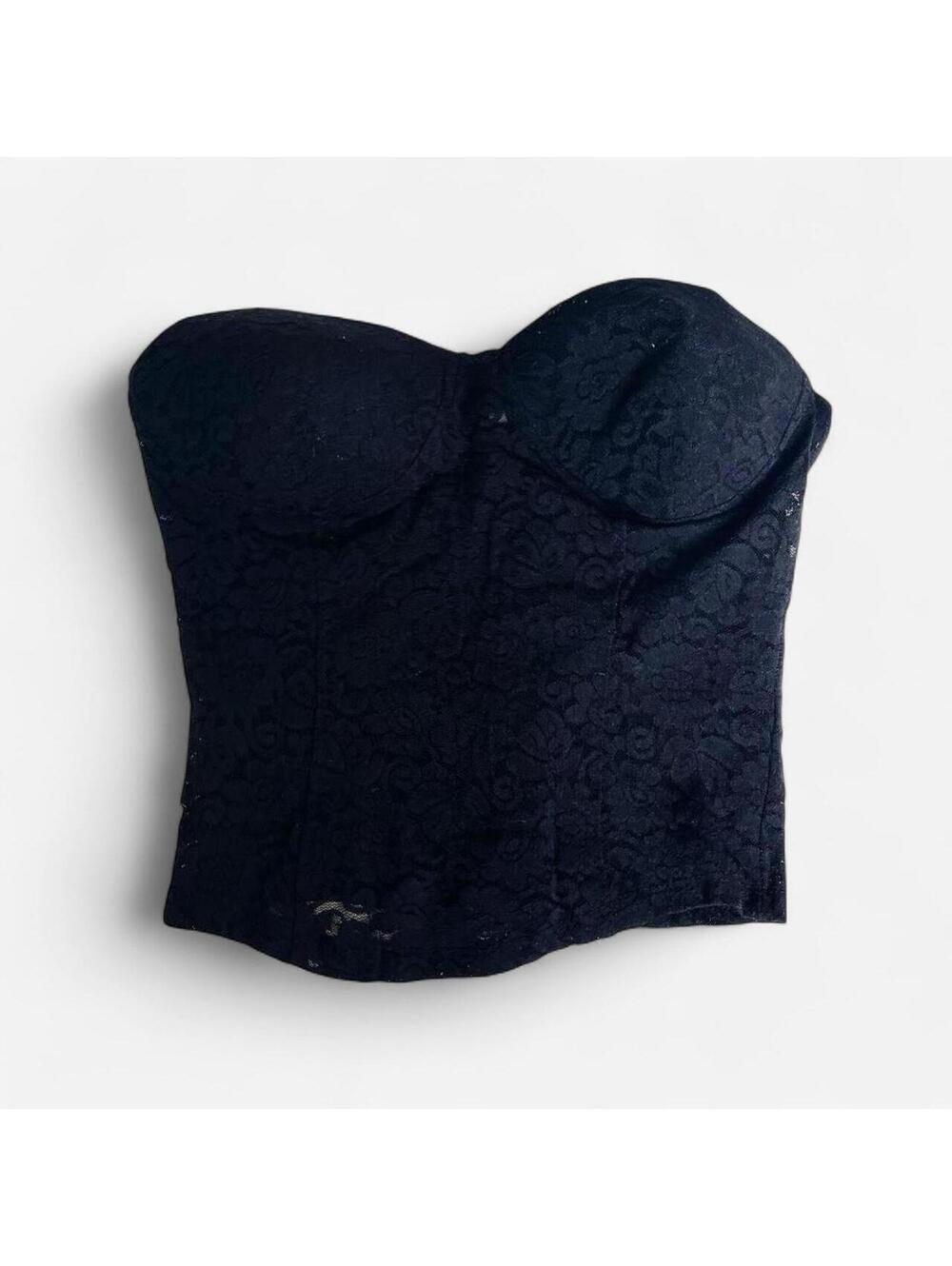 Black Lace Bustier Top